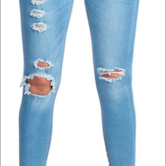 Distressed Fringe Jeans - Picture 1 of 5